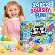 【100% Authentic】 24 Pcs Mystery Dumpling Squishy Toy Blind Box Stress Relief Soft Rubber Kids Gift