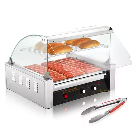 SucceBuy 5/7/11 Commercial Hot Dog Roller Electric Sausage Maker Barbecue Grill Machine for Camping 