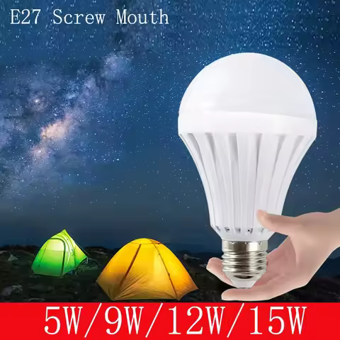 E27 Rechargeable Emergency Light Bulb 5W/9W/12W/15W Portable LED Bulb Lighting Suitable for Outdoor 