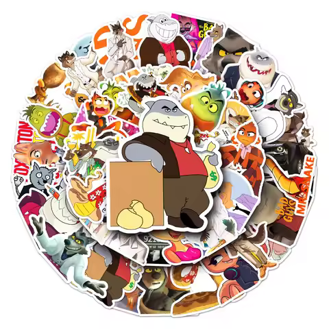 50pcs The Bad Guys Animation Cartoon Cute Luggage Waterproof Graffiti Scooter Computer Tablet Decora