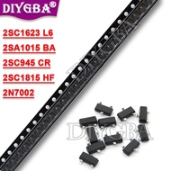 100PCS 2SC1815 2SC1623 2SC945 2SA1015 2N7002 HF L6 CR BA  SOT23 Transistor SMD Triode Chipset
