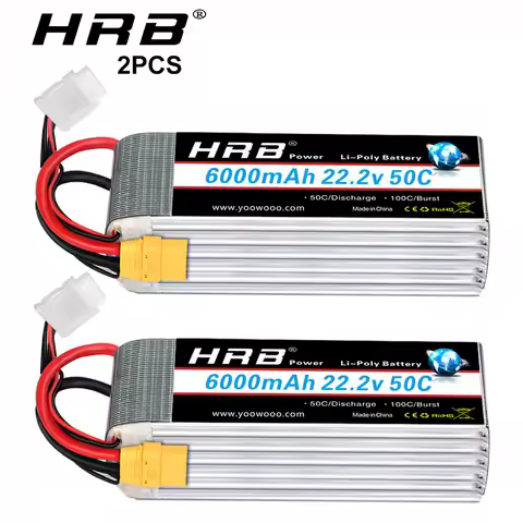 2PCS HRB 6S Lipo Battery 22.2V 3300mah 4000mah 5000mah 6000mah heli Battery for 700 800 RC Helicopte