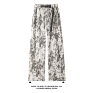 Ready Stock Fast Shipping 2026 Spring New Style White Background Straight Corduroy Printed Trousers 