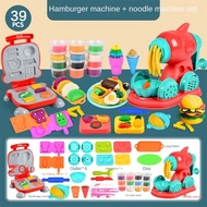 Hamburger Play Doh Plasticine Clay Kids Toy Burger Machine Pretend Play Dough Toys