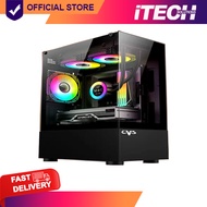 CVS SCYLLA GAMING COMPUTER CASE WITH TG-SIDE & FRONT/NO PSU & FAN/ BLACK (M-ATX)