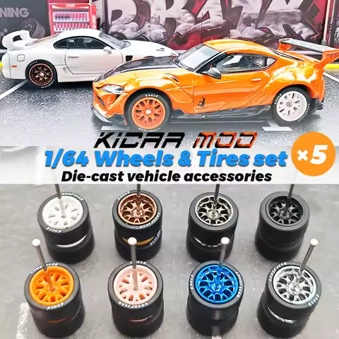1/64 Wheels Detachable Rubber Tires Dendritic Spokes 10.7mm for Model Cars Refiting Parts for Hotwhe