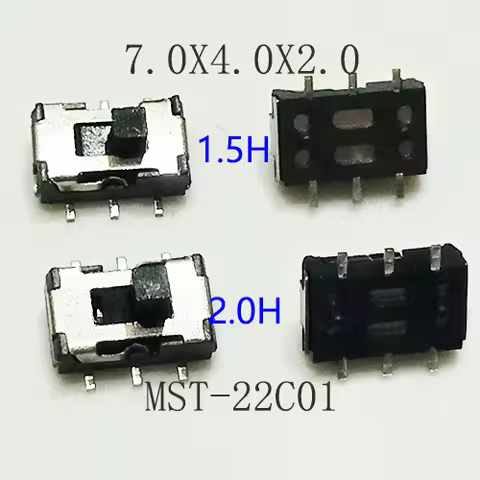 10PCS Mini Slide Switch 7.0x4.0x2.0mm On-On 6Pin Micro Toggle Switch 2P2T H=1.5mm/2mm SMD MST-22C01