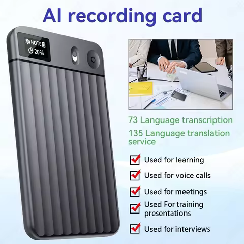 Ultra-thin 550mAh AI Voice Recorder with Transcribe Summarize App Control Audio Recorder Note Take A