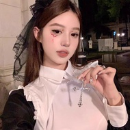 Personalized silver pearl cross necklace 1436