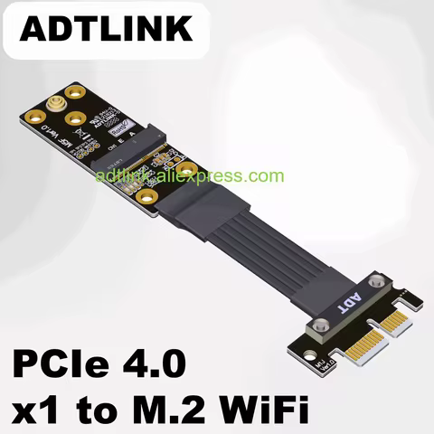ADTLINK PCIe 4.0 x1 to M.2 WiFi Riser Cable PCIe x1 Extension M.2 NGFF Key-E Wireless Card Motherboa