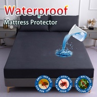 100% Waterproof Solid Color Fitted BedSheet Soft Breathable Anti-Dustmite Anti-Bacterial Mattress Protector Single/Queen/King 5 Size