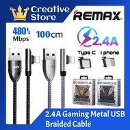 Remax Elbow Cable 2.4A Charging Cable Remax Android Cable Type C Cable USB to Type C Cable Wayar Kab