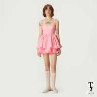 TandT - ENVYME DRESS - RIBBON AND RUFFLE TRIMMED BABYDOLL MINI DRESS เดรสสายเดี่ยวสั้นเข้ารูปช่วงอก