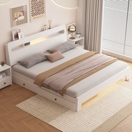 [Sg Sellers]HDB Solid Wood Bed Bed Bedframe Wooden Bed Queen King Bed Double Master Bedroom Bed 1.2M Simple Single Wooden Bed Bed Frame with Storage Drawers for Rental House