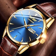 Swiss new waterproof real belt mechanical watch men s fully automatic genuine double calendar business luminous men s wa