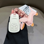 Dermis Leather Car Key Case Cover Shell For Audi a6l/q67/Q4e-tron/a4l/a3l car q5l/q2l Protected Fob 