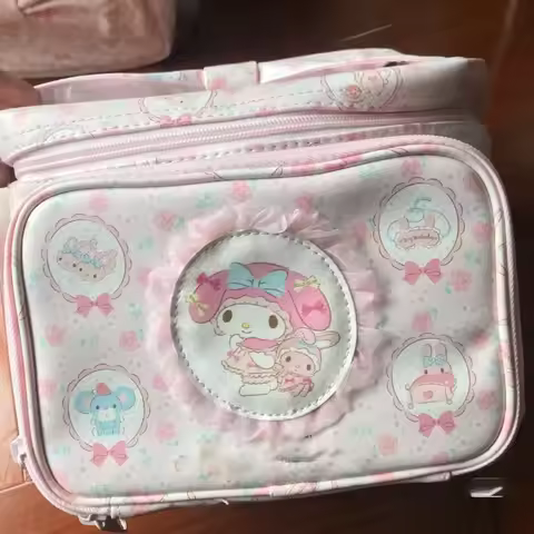 2025 Kawaii My Melody Sanrio Anime Cute Makeup Bag Large Storage Bag Lovely Handbag Makeup Birthday 