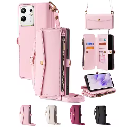 Luxury Leather Handbag Case for Vivo X100 X90 Pro Plus X80 Lite X70 X60 X50E X50 Crossbody Lanyard Z