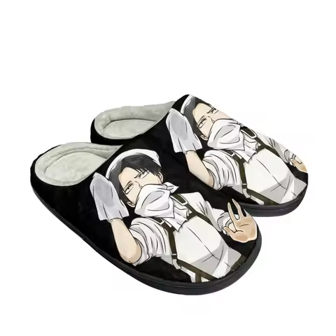 Anime Attack on Titan Levi Ackerman Home Cotton Custom Slippers Mens Womens Sandals Plush Casual Kee