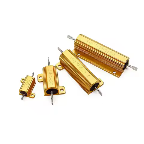 2PCS 10W 25W 50W 100W Aluminum Power Metal Shell Case Wirewound Resistor 0.1R 0.2 0.5 1K 2 3 4 5 6 8