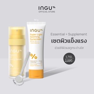 (Duo Set รับฟรีช้อนตวงกันแดด)INGU Super-Light Soothing Sunscreen 80g+Vitamin C AOX Glowing Serum 30 