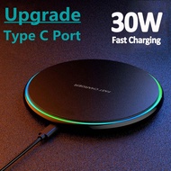 30W Fast Wireless Charger Pad for iPhone 14 13 12 11 Pro Max Samsung Galaxy S22 S21 S20 S10 S9 Xiaomi Wireless Charging Station