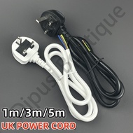 White Black 1m/3m/5m Cable Cord Extension Power Cable 13A British Standard Power Cord Pure Copper UK