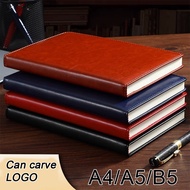 (Can Engrave Logo) A4/A5/B5 Hard Leather Material Business Notebook, Student Notepad, Subject Notebo