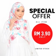 Tudung Bawal Instant Lazy Printed Moscrepe/ Bawal Malas Printed/ Bawal Ironless Printed