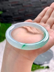 冰種翡翠天然翡翠玉鐲A玉手鐲 玉鈪 • 冰種白底青翡翠圓鐲