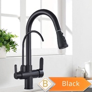 Kitchen Water Purifier Faucets Black Pull Out Kitchen Sink Water Filter Tap 3 Way Taps Hot and Cool