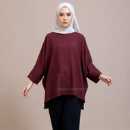 [JRS] Emily Blouse Berpoket Labuh Baju Loose Shirt Wanita Muslimah Clothing Soft Linen Flowy By JR S