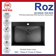 ROZ RZ-8302C-700-HCB PVD NANO BLACK SINK WITH TAP DECK + HONEYCOMB