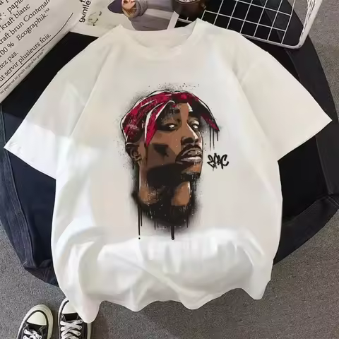 Tupac Top Tees Summer Cotton Top Men and Women 2PAC Streetwear Grunge Plus Size Kawaii Casual T Shir