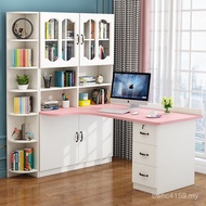 Student Learning Integrated Household Electric Bookshelf Desktop Combination Simple Desk Solid Wood 