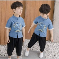 Cheongsam Suits For Boys 1 Year - 9 Years import Set 2in1 (Shirt, Pants) Chinese New Year Suits Boys