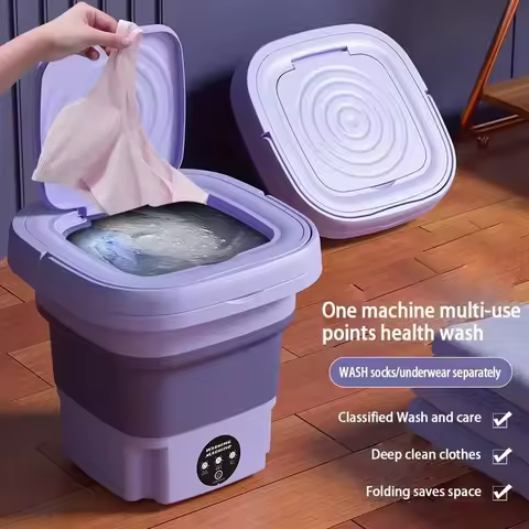 8L Folding Washing Machine Bucket for Clothes Socks Underwear Cleaning Washer Portable Small Travel 