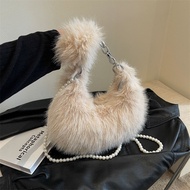 Chain Bag Plush Bag Handbag Square Bag Female Bag Furry Shoulder Crossbody Bag Furry Small Bag