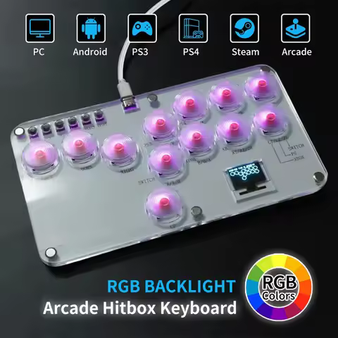 Arcade Hitbox Controller Fight Stick PC Joystick Hitbox Controller RGB Keyboard For XBox/PS4/PS5/Swi