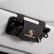 Car Sun Visor Glasses Case Sunglasses Storage Box Clips For Cayenne Panamera Macan Boxster 911 Carre