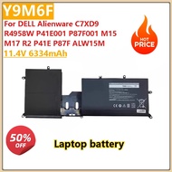 High Quality Laptop Battery 11.4V 6334mAh Y9M6F Laptop Battery For DELL Alienware C7XD9 R4958W P41E0