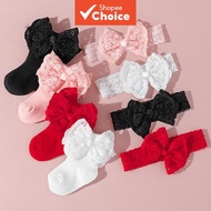 Baby Lace Bow Socks & Hairband Gift Set for 1st Birthday