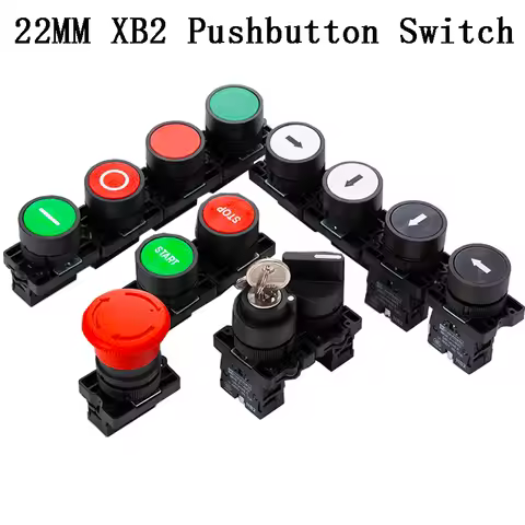 22mm XB2-EA Plastic Push Button Switch Start / Stop Black / White Arrow 10A/415V Self-reset/Momentar