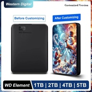 WD Elements HD ฮาร์ดไดรฟ์เสริมดิสก์แบบพกพา1TB 2TB 4TB 5TB 3.0อุปกรณ์จัดเก็บต้นฉบับสำหรับคอมพิวเตอร์แ