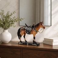 [mfnpqcn] Standing Horse Figurine Saddle-Style Horse Figurine Ornate Equine Desk Ornament