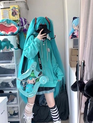 hangchenhe Hatsune Miku cute cat embroidery hooded sweater women's autumn and winter new two-dimensional cardigan zipper girl jacket