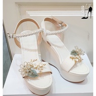 9cm and 12cm wedge wedding shoes - 12p wedge wedding shoes, 12p wedge bridal shoes Handmade by ELIE