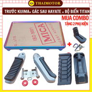 Combo Cao Su Trước Kijima + Gác Chân Sau Nhôm Cao Su Hayate + Khung Biển Số Xe Máy Titan 7 Màu + Móc