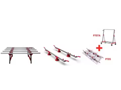 P707A large slab transport cart + P705 slab lifter + 1.8m large slab platform frame + 6501 lightweig