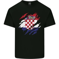 Torn Croatia Flag Croatian Day Football Mens T-Shirt Childrens